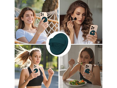 Magnético Anel Telefone Suporte de aperto Silicone dedo laço verde escuro