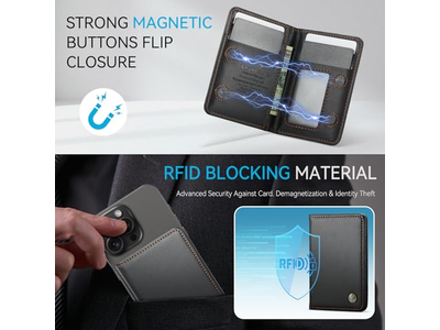 Suporte de cartão magnético RFID Bloqueio PU Couro Minimalista Carteira de telefone