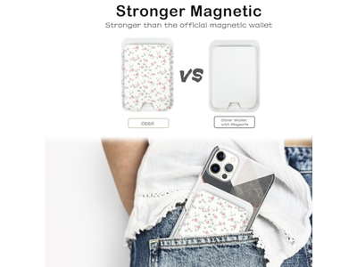 Carteira de suporte de cartão magnético compatível com iPhone se encaixa 3 cartões Rosa