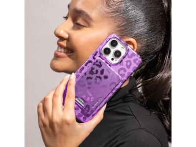 Carteira de suporte de cartão magnético para iPhone 12-13-14-15 - Ametista roxo L