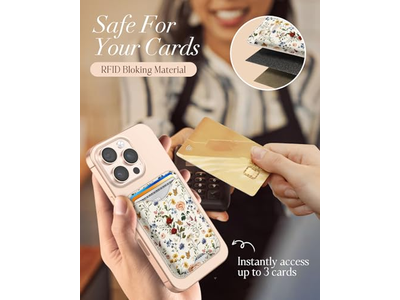 Carteira de suporte de cartão magnético com padrão floral para iPhone Series