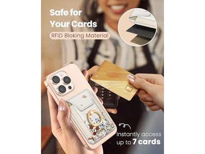 Suporte de cartão magnético com suporte de anel para telefone - cabe 7 cartões