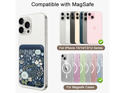 Carteira de telefone celular magnético titular-compatível com MagSafe Leathe