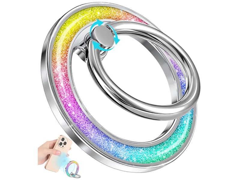 Suporte magnético do anel do telefone com aperto do dedo removível - Glitter Design