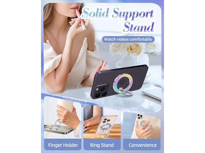 Suporte magnético do anel do telefone com aperto do dedo removível - Glitter Design