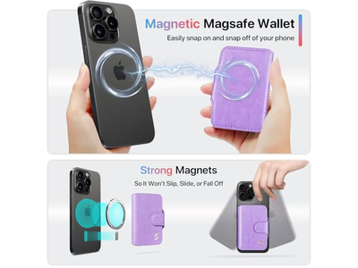 Suporte de cartão de carteira de telefone magnético com bloqueio RFID 5 Fendas para 7 Ca