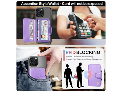 Suporte de cartão de carteira de telefone magnético com bloqueio RFID 5 Fendas para 7 Ca