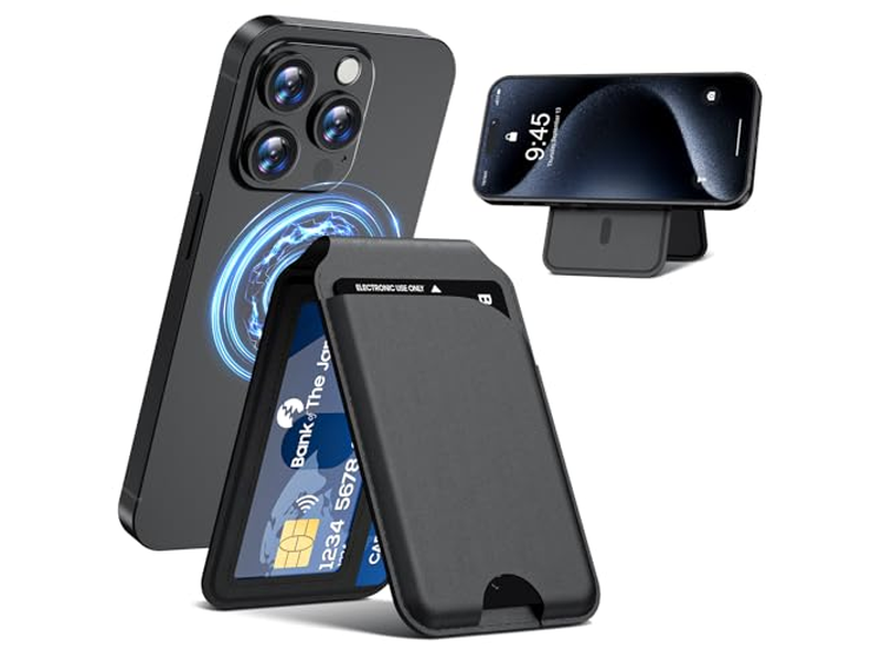 Carteira magnética para iPhone Suporte de cartão de couro ajustável bloco RFID