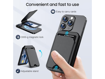 Carteira magnética para iPhone Suporte de cartão de couro ajustável bloco RFID
