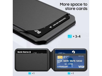 Carteira magnética para iPhone Suporte de cartão de couro ajustável bloco RFID