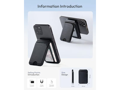 Carteira magnética para iPhone com suporte ajustável e bloqueio RFID