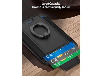 Carteira magnética para suporte de 6 cartões de telefone RFID Bloqueando o Preto