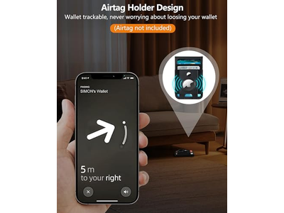 Carteira magnética com suporte para AirTag, 4 slots para cartões e bloqueio RFID