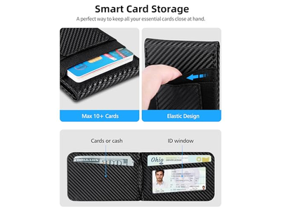 Carteira magnética Suporte com janela de identificação e 4 Fendas de Carta RFID Bloqueamento