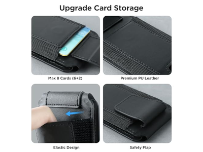 Carteira magnética com suporte ajustável e bloqueio RFID 3 Fendas para carro
