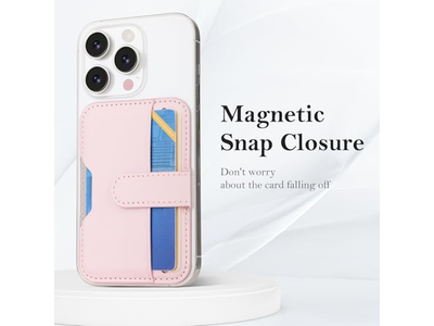 Carteira magnética com porta-cartões para telefones compatíveis com MagSafe - Rosa